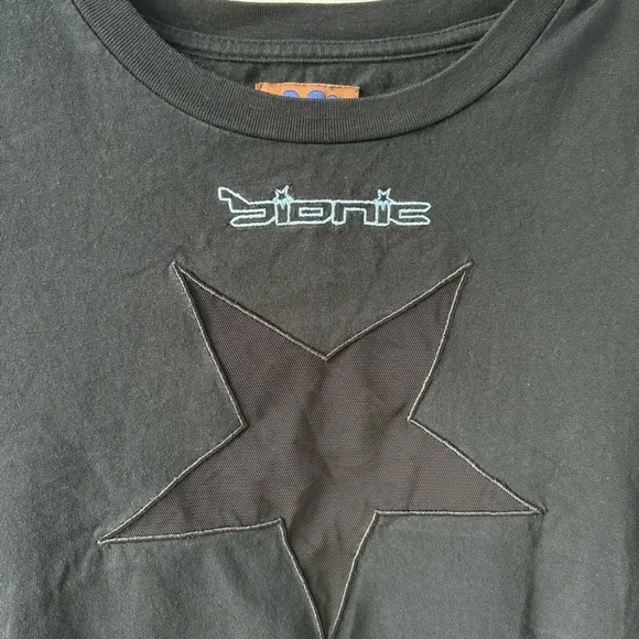 Heaven by Marc Jacobs Black Mesh Star Tee Shirt - Size Small - Y2K - Picture 3 of 8